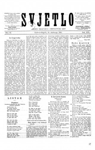 Svjetlo : slobodni neodvisni i nepolitički list: 1901 • 45