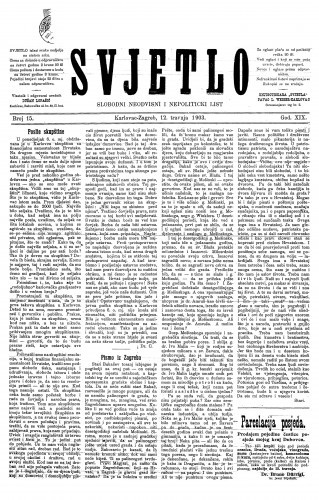 Svjetlo : slobodni neodvisni i nepolitički list: 1903 • 15