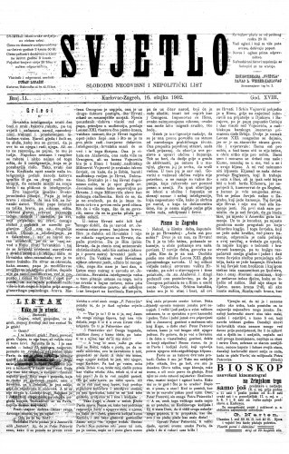 Svjetlo : slobodni neodvisni i nepolitički list: 1902 • 11