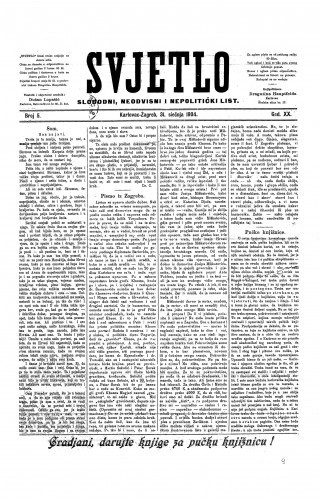 Svjetlo : slobodni neodvisni i nepolitički list: 1904 • 5