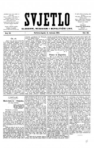 Svjetlo : slobodni neodvisni i nepolitički list: 1904 • 33