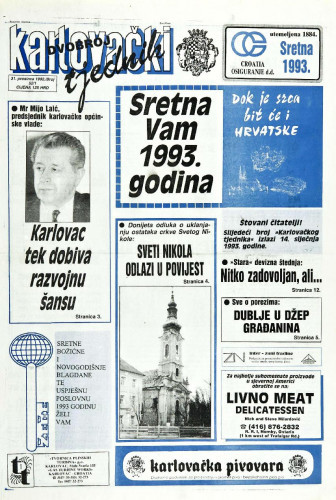 Karlovački tjednik: 1992 • 52/1