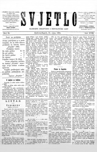 Svjetlo : slobodni neodvisni i nepolitički list: 1902 • 38