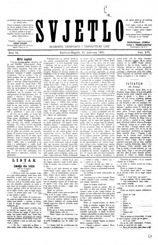 Svjetlo : slobodni neodvisni i nepolitički list: 1901 • 33