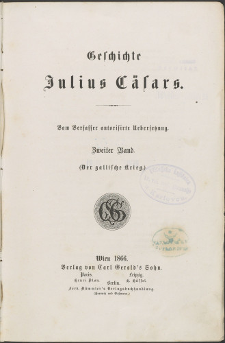 Geschichte Julius Caesars : vom Verfasser autorisierte Uebersetzung / Napoelon, Zweiter Band : Der gallische Krieg