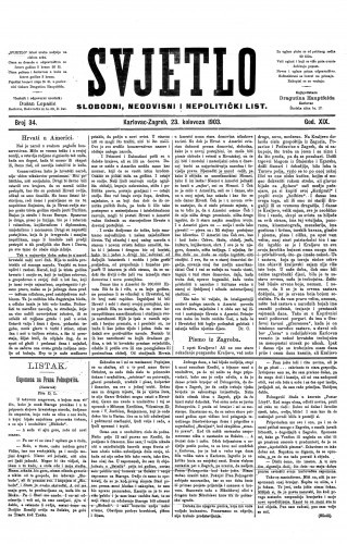 Svjetlo : slobodni neodvisni i nepolitički list: 1903 • 34