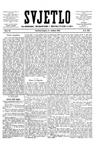 Svjetlo : slobodni neodvisni i nepolitički list: 1903 • 45