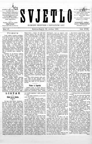 Svjetlo : slobodni neodvisni i nepolitički list: 1902 • 47