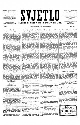 Svjetlo : slobodni neodvisni i nepolitički list: 1903 • 47