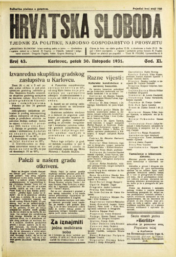 Hrvatska sloboda: 1931. • 43