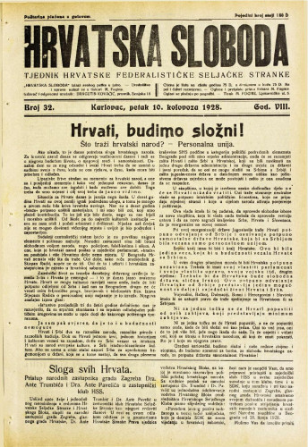 Hrvatska sloboda: 1928. • 32