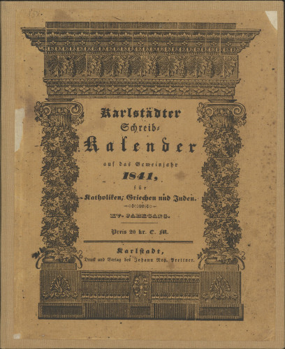 Karlstädter Schreib - Kalender – 1841.