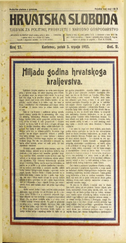 Hrvatska sloboda: 1925. • 27