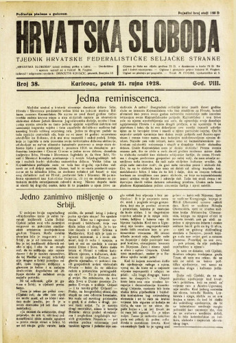 Hrvatska sloboda: 1928. • 38