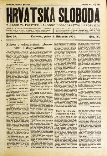 Hrvatska sloboda: 1931. • 39
