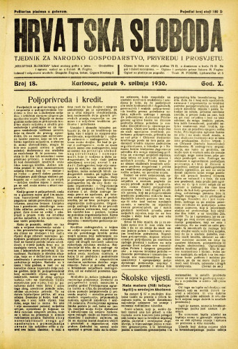 Hrvatska sloboda: 1930. • 18