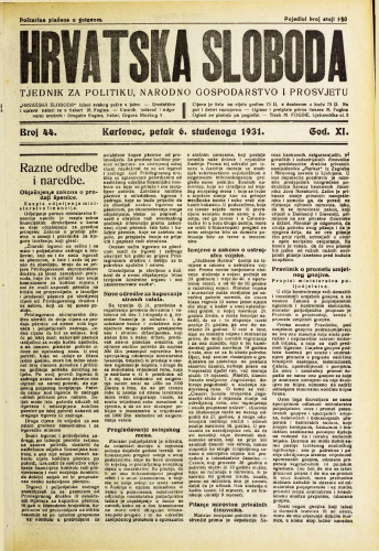 Hrvatska sloboda: 1931. • 44