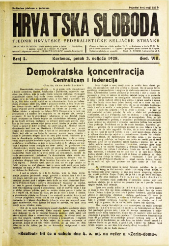 Hrvatska sloboda: 1928. • 5
