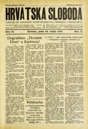 Hrvatska sloboda: 1930. • 12