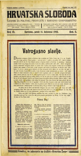 Hrvatska sloboda: 1922 • 32
