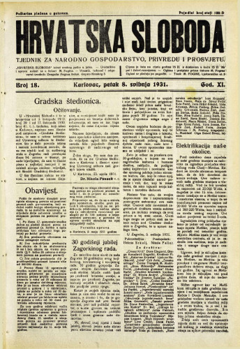 Hrvatska sloboda: 1931. • 18