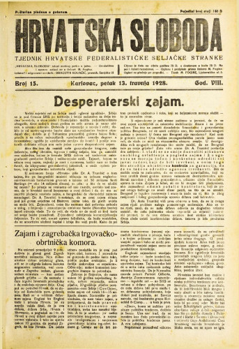 Hrvatska sloboda: 1928. • 15