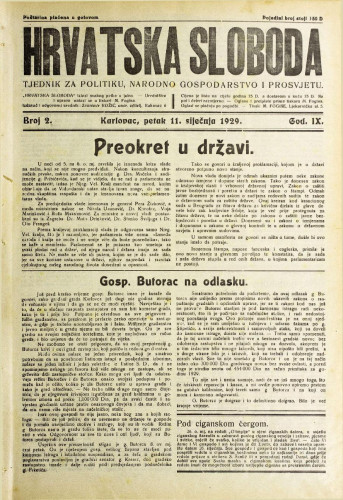 Hrvatska sloboda: 1929. • 2