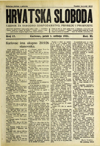 Hrvatska sloboda: 1931. • 17